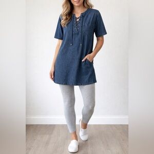 Blanco Tie-Front Denim Top | Short Sleeve | Y2K Western Vibes | Medium